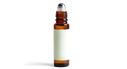 Essential oil glass roller bottle isolated on white background for essential oils, aromatherapy