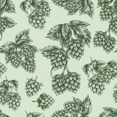 Hops and leaves pattern design for beer lovers