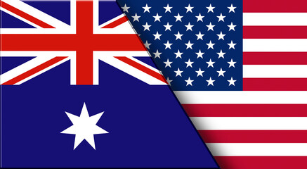 Flags of Australia and United States of America. Australian and American flags