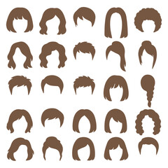 set 25 brown hairstyles vector on white background
Vector set with hairstyles