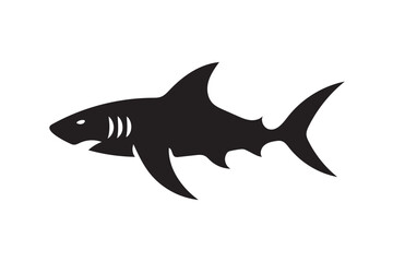 Fototapeta premium Shark icon silhouette on white background.