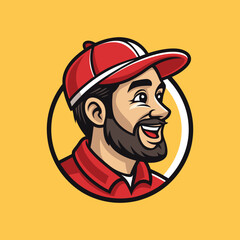Man in Cap Icon Badge Emblem: An emblem featuring a man wearing a cap, perfect for sports teams and Esports organizations.