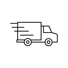 fast moving shipping delivery truck line art vector silhouette