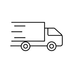 fast moving shipping delivery truck line art vector silhouette