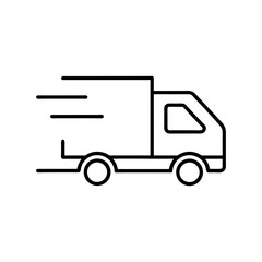 fast moving shipping delivery truck line art vector silhouette