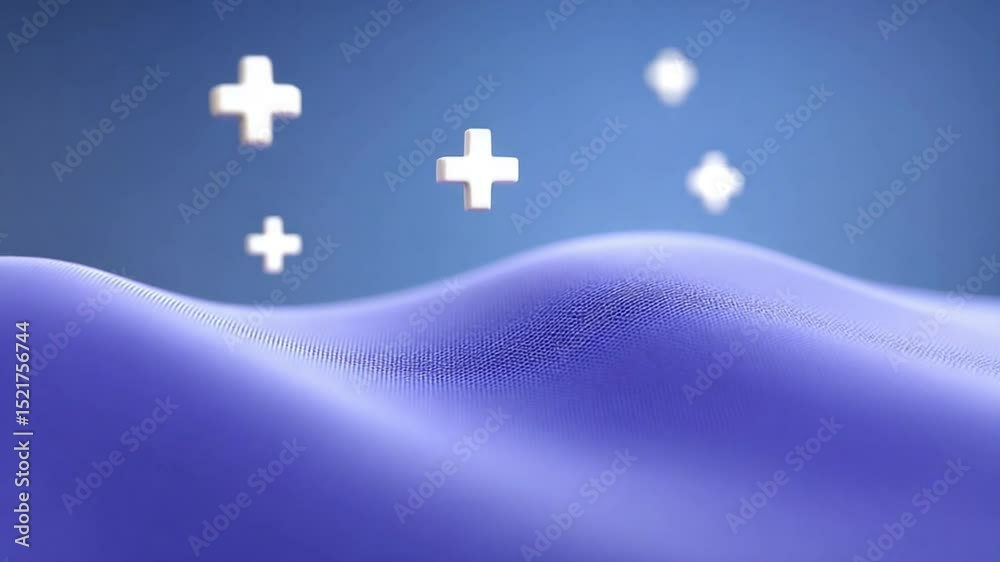 Poster abstract waves and symbols: a tranquil illustration depicts undulating, abstract waves in serene hue
