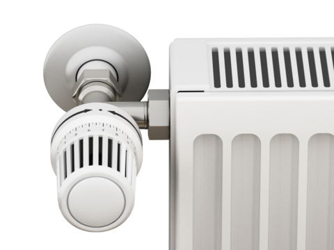 Adjustable radiator thermostat on transparent background. 3D illustration - Powered by Adobe