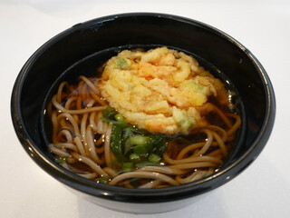 Freshly prepared soba noodles with kakiage tempura, Japan