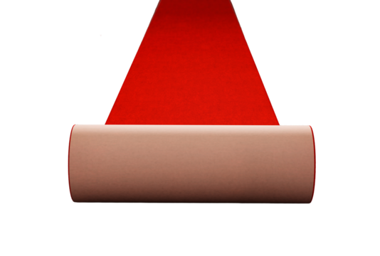 Red carpet and velvet ropes on transparent background. 3D illustration