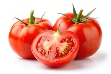 Fresh, ripe red tomato isolated on a white background