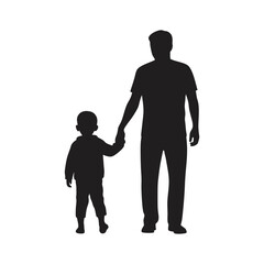 father and son isolated vector silhouette