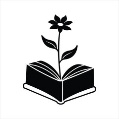 Creative Flower from Book Black Vector Illustration