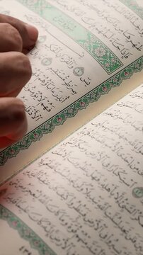Quran Reading Detail Shot &ndash; Close-Up View vertical