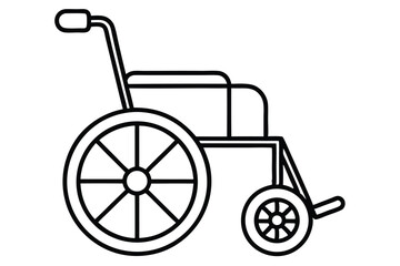 Outlined Wheelchair Illustration Depicting Mobility, Healthcare, and Accessibility in a Simple Design