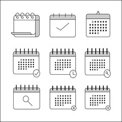 Collection of Calendar Icons for Scheduling and Planning Silhouette line art editable stroke