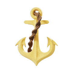 golden anchor isolated on white background