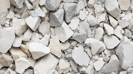 Close-up of white crushed stones with rough texture and irregular shapes.
