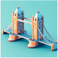 3D cartoon Tower Bridge icon