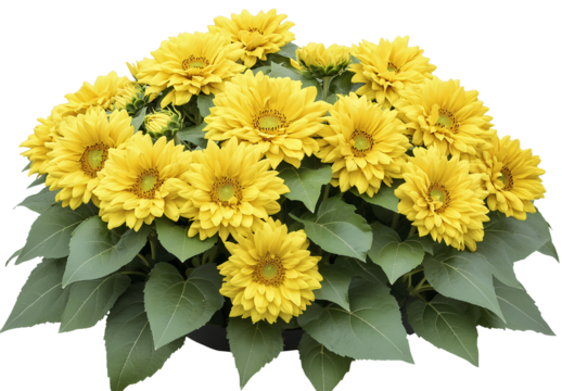 A bunch of sunflowers growing in the garden, PNG white background, PNG transparent, PNG cutout, PNG with white border (3)