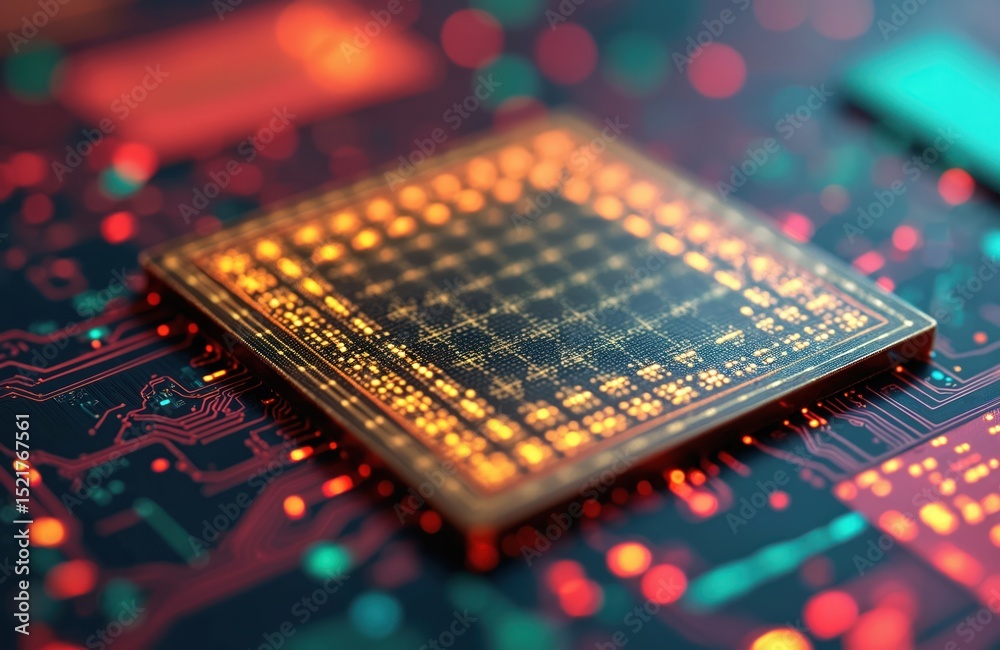 Poster silicon wafer, integrated circuit manufacturing semiconductor chip. digital technology design, data 