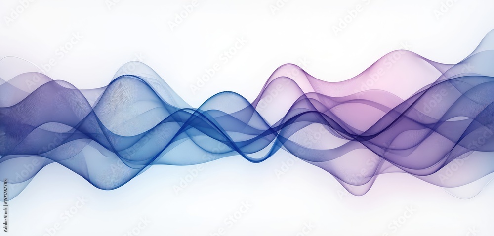 Aufkleber Abstract illustration with flowing lines. Blue, purple wavy lines on white background creating dynamic design element. Ideal for banners, web design, graphic design, poster templates, audio visual