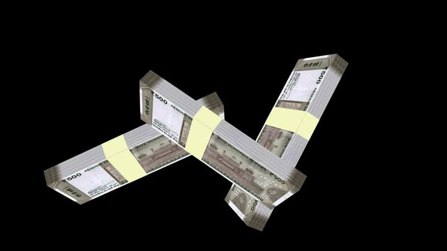 India 500 Rupee Banknotes Camera Movement in Slow Motion