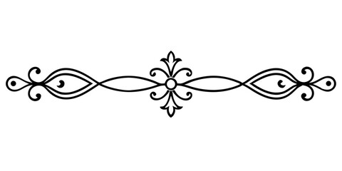 Classic black ornamental divider as vector page separators on a transparent background  