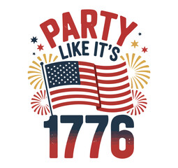 "Patriotic 4th of July T-shirt design featuring bold red, white, and blue elements with stars, stripes, and celebratory text. Perfect for Independence Day celebrations.