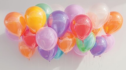 Colorful Party Balloons Floating in Air