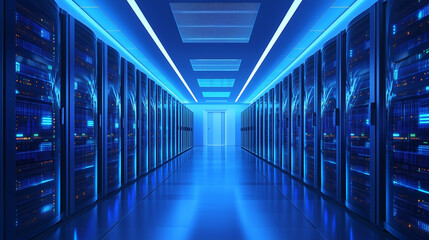 Modern Data Center Server Room Interior