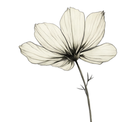 Fine line art illustration of a flower isolated on transparent background ideal for subtle decoration, natural motifs, and creative concepts