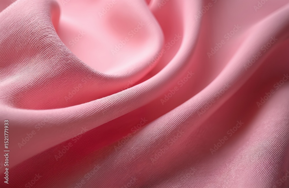 Poster Soft pink fabric texture background. Delicate waves flowing, creating elegant pattern. Fabric with subtle texture, perfect design textile for clothing, fashion or interior.
