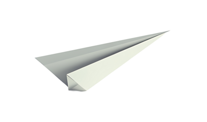 Contemporary abstract white paper plane with clean lines on transparent background great for innovation or start up themes