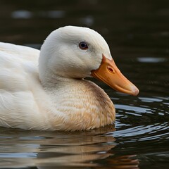 White Duck Portrait in Water