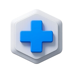 Obraz premium 3d render of a hexagonal medical plus sign isolated on white background