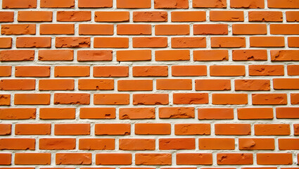 Classic Orange Red Brick Wall Texture with White Mortar for Background