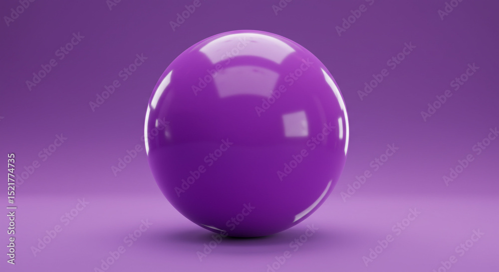 Poster A shiny purple sphere centered on a matching purple surface with a gradient purple background scene
