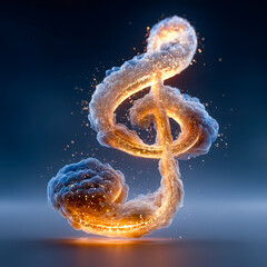 Music note transformation with vibrant colors and swirling patterns illuminating a dark background