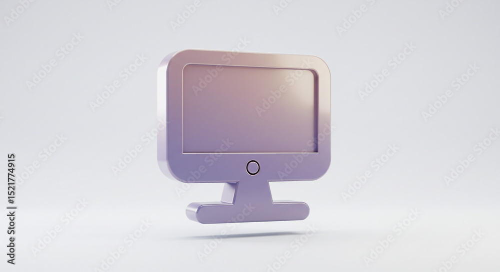 Poster A simple purple computer monitor icon with a gradient on a white background in a studio setting