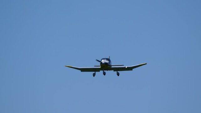 View of a Piper PA-28 Cherokee, a family of light aircraft designed for flight training, air taxi