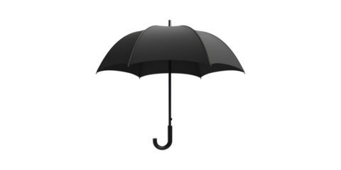 Black Umbrella. Symbol Of Protection And Weather Preparedness Isolated On Transparent Background