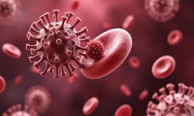 virus in blood close up