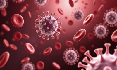 virus in blood close up