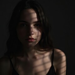 portrait of a young woman at dark