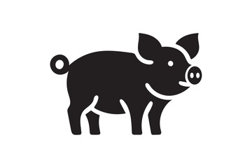 Fototapeta premium Pig icon silhouette on white background.