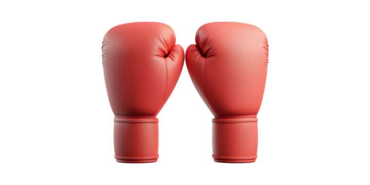 Red Boxing Gloves. Symbol Of Strength, Fitness, And Combat Sports Isolated On Transparent Background