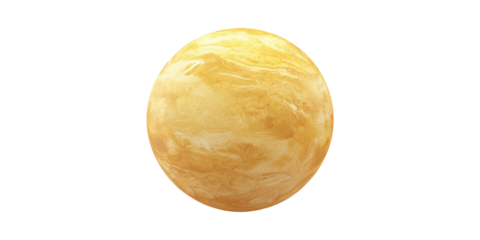 Yellow Planet Venus Illustration. Space Exploration And Astronomy Concept Isolated On Transparent Background