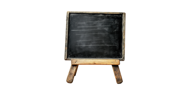 Rustic Wooden Framed Blackboard With Chalk Lines. Education And Communication Tool Isolated On Transparent Background