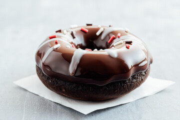 Delicious Chocolate Donut with Colorful Sprinkles