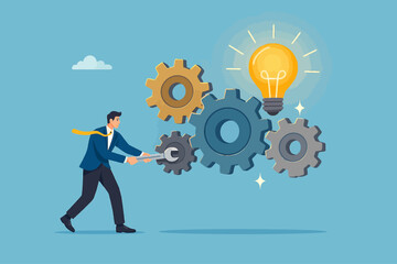 business man with gears